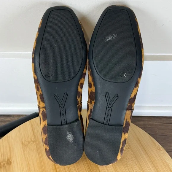 Vionic Orinda Ballet Flats Women 6 Leopard Print Brown Excellent Square Toe - Picture 7 of 8